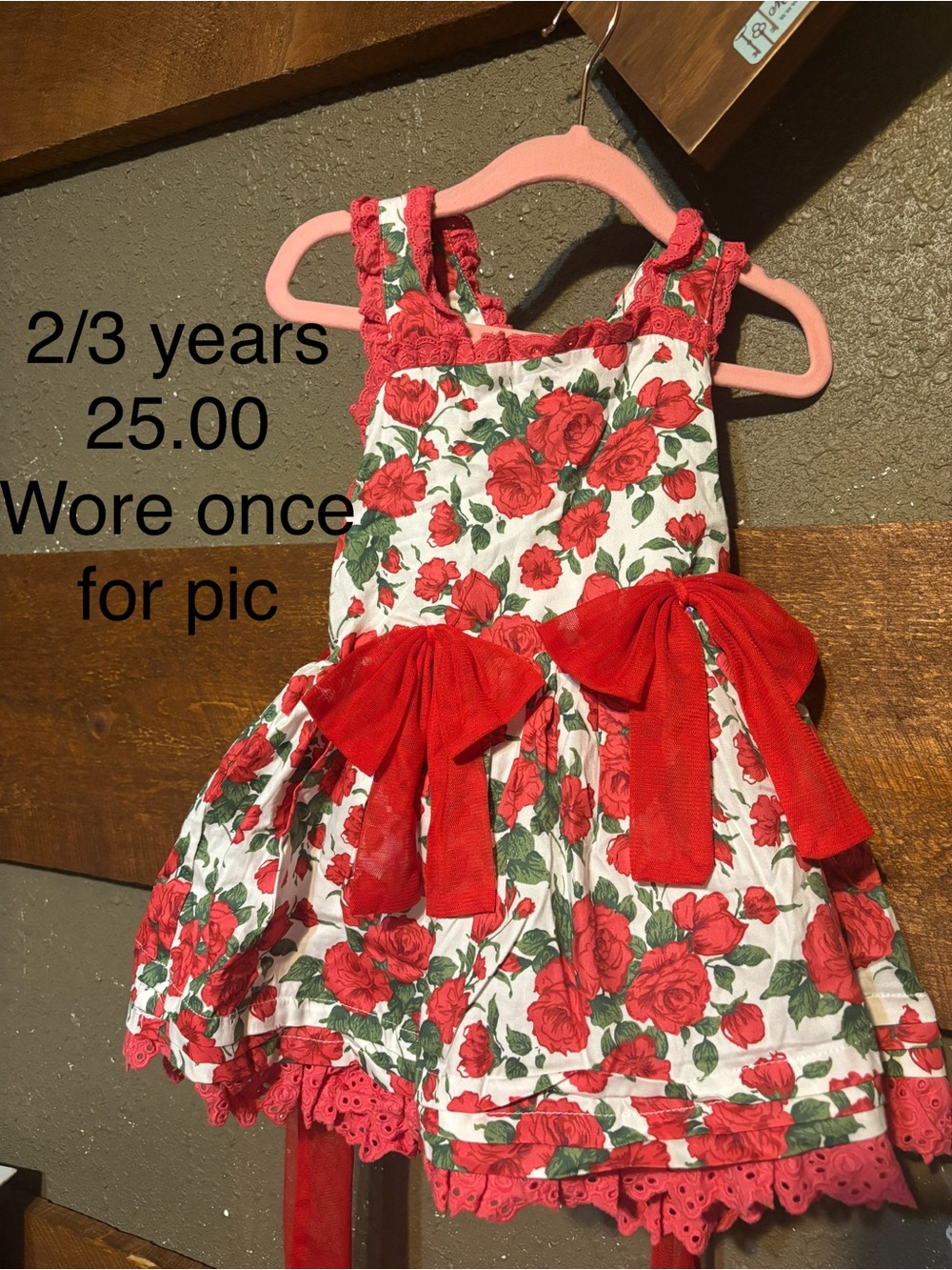 Red Rose Print Sundress with Bows
